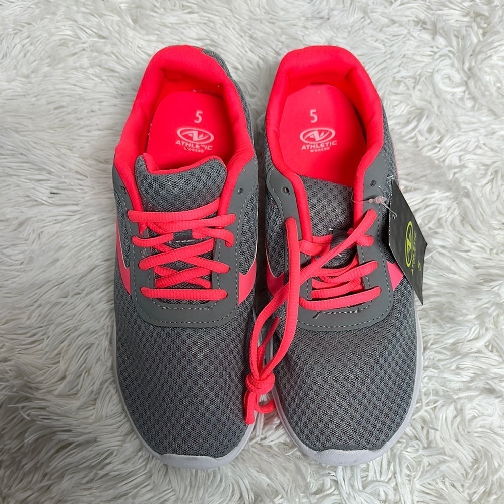 Athletic Works Gray and Pink Sneakers with Breathable Mesh
